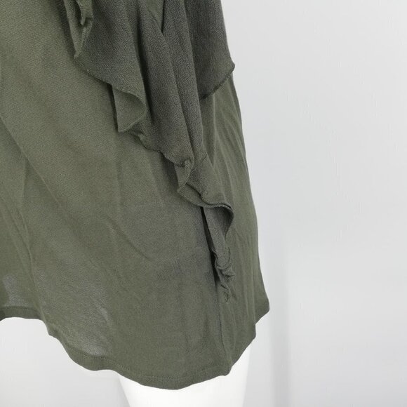 Hinge Sheer Green Ruffle Top Size S - Picture 9 of 13